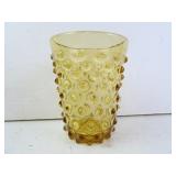 6" Tall Vintage Amber Hobnail Glass Vase