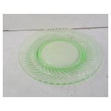 Antique Uranium Glass Herring Bone Pattern 8"