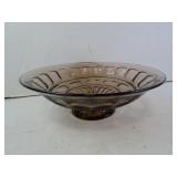 10" Vintage Smokey Glass Centerpiece Bowl