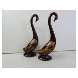 Pair of Vintage 10" Ceramic Swan Figures