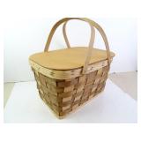 Wood Woven Picnic Basket 17"x12"x10"