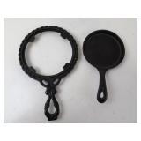 Vintage Cast Iron 5" Skillet & Metal Trivet