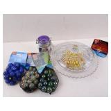 Lot of New Marbles in Dishes