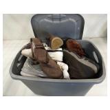 Large Lot of Misc. Shoes & Related in Tote -