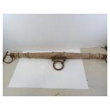 Antique Wood Wagon Singletree with Metal Hardware