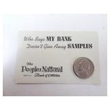 Peoples National Bank Ottowa Kansas 1964 Giveaway
