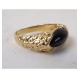 14k Yellow Gold Marquis Onyx Ring Size 7 4.04gtw