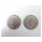 Lot of 2 1970s U.S. Eisenhower Dollar Coins