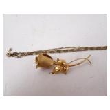 Lot of 2 Gold-Filled Jewelry Pieces - Rose Brooch