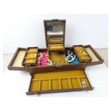 Lot of Costume Jewelry in Vintage Jewelry Box