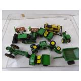 Lot of Die Cast Small John Deere Tractor Toys &