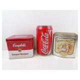 Lot of 3 Tins - Campbells Coca Cola & Cadbury