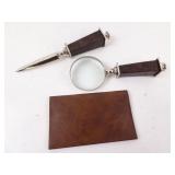 Lot of 3 Vintage Matching Desk Items