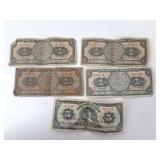 Lot of Mexican Paper Currency - 1 & 5 Pesos