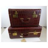 Vintage Matching Alligator Leather Style Luggage