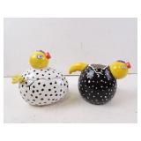 Lot of 2 Dept 56 Polka Dot Chicken  Sugar Bowl &