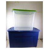 Lot of 2 Large Lidded Storage Totes