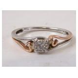 10k Two-Tone Gold Diamond Center Ring Size 6.75