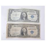 Lot of 2 U.S. STAR NOTE $1 Blue Seal Silver