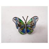 800 Silver European Enameled Butterfly Brooch Pin