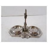 Vintage Japan Silver-Plated Inkwell Holder Stand