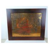 Vintage Copper Engraved Art in Frame 26" x 22"