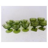 Lot of Vintage Olive Green Glass Pedestal