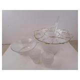 Federal Glass Norse Pattern Punch Bowl Set