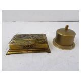Vintage Brass Dragon Stamp Box with Stamp