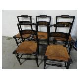 Lot of 5 Antique Hitchcock Style Woven Seat