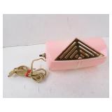 1950s Pink Plastic Brass Bed Reading Wall Lamp -