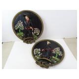 Pair of Mid Century Asian Plaster Wall Plaque