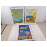 Lot of 3 J.Hilton Prints in Frames 13"x19"
