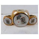 Vintage Japan Playing Card Print Dice Shaped Ash