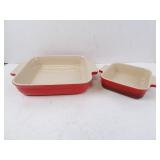 Lot of 2 La Creuset Stoneware Baking Dishes -