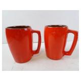 Lot of 2 Vintage Frankoma Orange/Brown Pottery