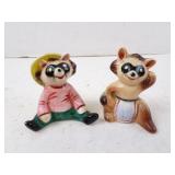 Pair of Vintage Goebel Ringtale Racoon Salt &