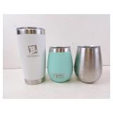 Lot of 3 Yeti Metal Cups with Lids