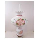 Vintage Hand-Painted Hurricane Lamp with Glass