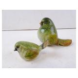 Pair of Stoneware Pottery Leaf Winged Bird