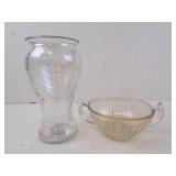 Lot of 2 Vintage Iridescent Glass Pieces - Vase &