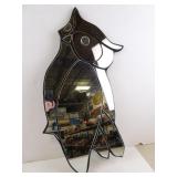 Vintage Owl Figural Wall Mirror 20" Height
