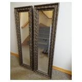 Lot of 2 Vertical Framed Wall Mirrors 32" x 10"