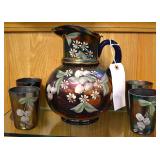 Fenton Cherries carnival pitcher/glasses