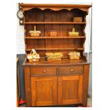 Early poplar open front pewter cupboard