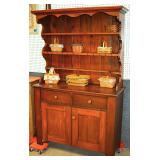 Early poplar open front pewter cupboard