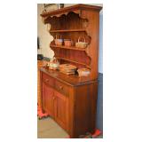 Early poplar open front pewter cupboard