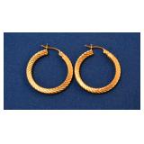 14K gold square hoop post earrings