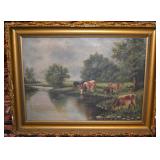 Oil on canvass Scottish cattle scene