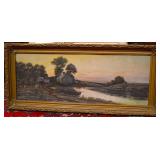Chalk pastel river scene framed